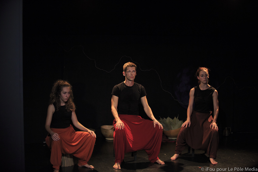 Performers sat together, concentrating