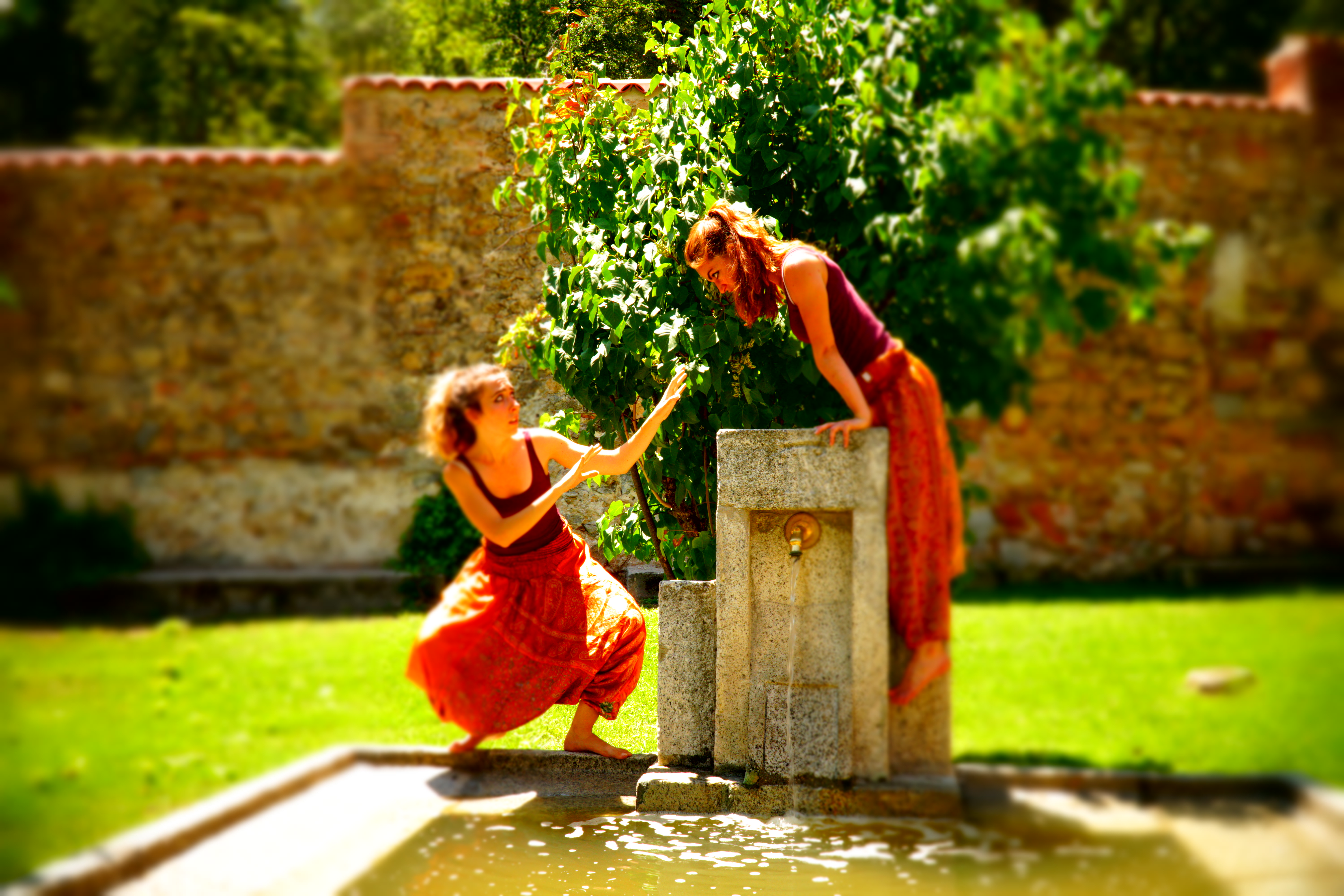 Giorgia trying to passify angry looking performer