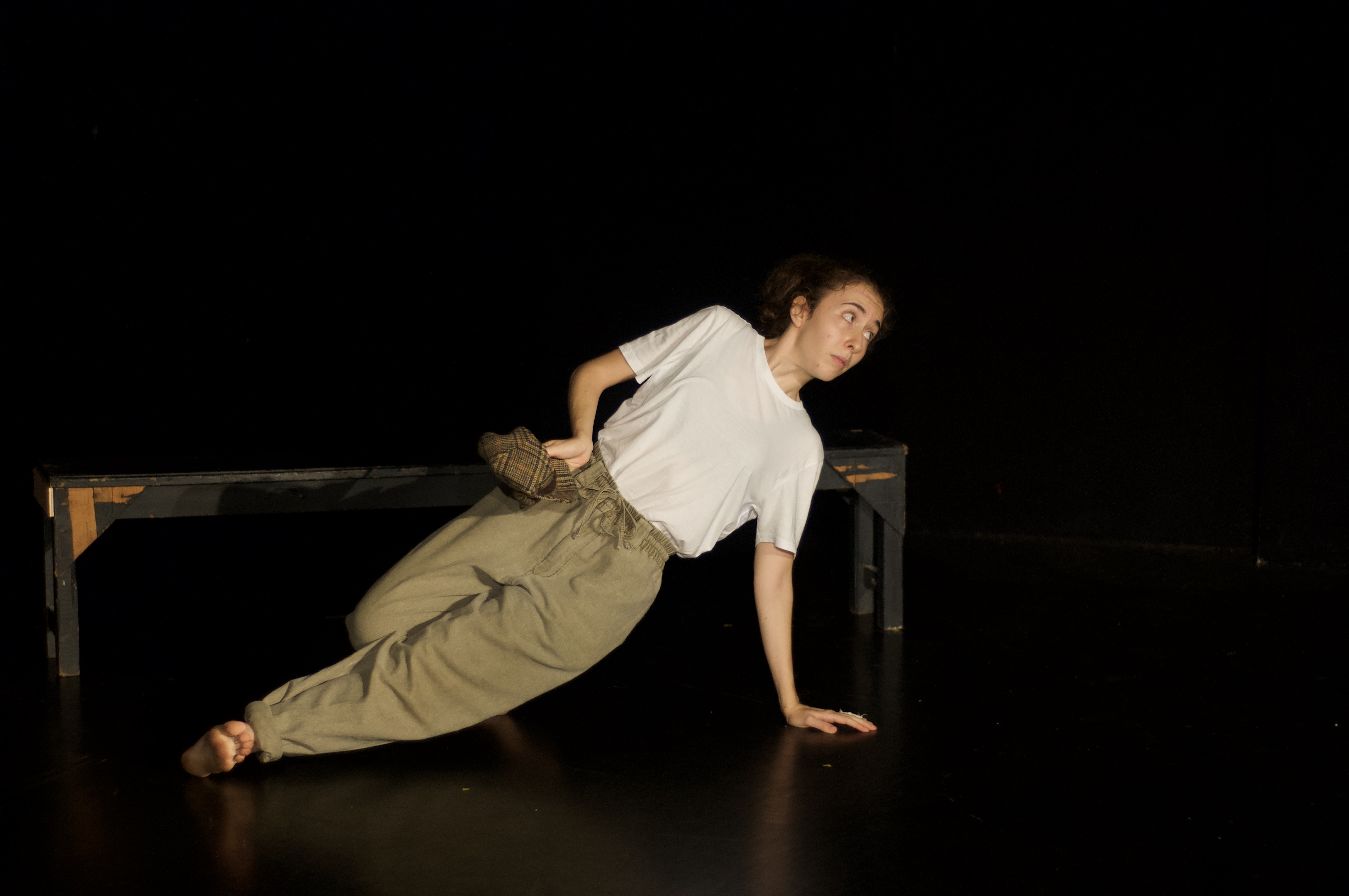 Giorgia doing physical performance with hat